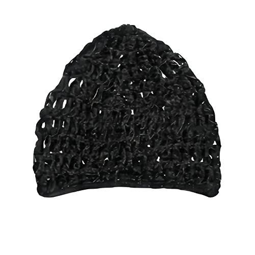 zalati Gorro de malla de ganchillo y rayón corto para cubrir el pelo, adorno para dormir, color negro, Negro, Talla única