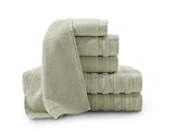 Baltic Linen Company Pure Elegance 100-Percent Turkish Cotton 6-Piece Luxury Towel Set, Sage Green