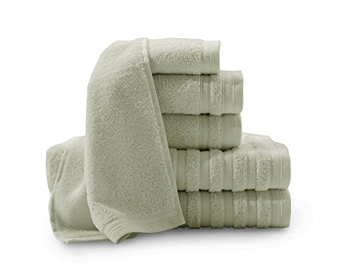 Baltic Linen Pure Elegance 100% Turkish Cotton Luxury Towel Set - 2 Bath Towels, 2 Hand Towels, 2 Washcloths Sage Green 6-Piece Set