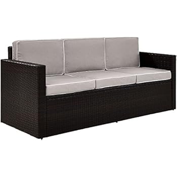 Alternative view of Crosley Furniture KO70048BR-GY Palm Harbor Outdoor Wicker Sofa, Brown with Gray Cushions