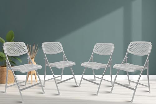 Image of ROSE Paris Folding Chair for Home | Lightweight, Portable, Balcony, Garden, Camping Chair | Indoor Outdoor Chair | Restaurant Chair (Grey (Set of 4))