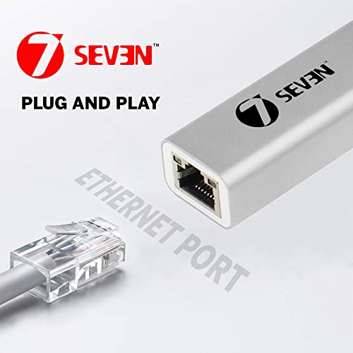 Image of 7SEVEN LAN Connector, Type C to Ethernet Adapter, USB C to LAN Adapter for MacBook Pro Air, iPad Pro, SurfaceBook, Chromebook, Galaxy S22 S21- USB C to RJ45 Converter, Type C to RJ45 Connector