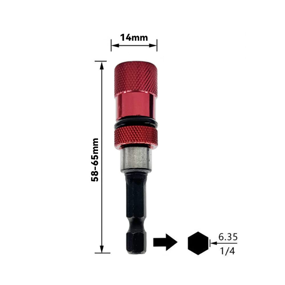 Uniwersalne przedłużenie do wiertł, Magnetyczny uchwyt na bity 1/4 cala Wkrętak 6,35 mm Z chwytem sześciokątnym Zdejmowane przedłużenie 5 szt(Red)