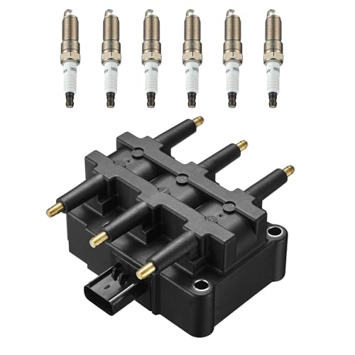 Image of Set of 1 Ignition Coil Pack UF305 and Iridium Spark Plugs 3381 6 Pack Compatible with Chrysler Voyager Town & Country Pacifica Grand Caravan Wrangler VW Routan 3.3L 3.8L V6 56029098AA