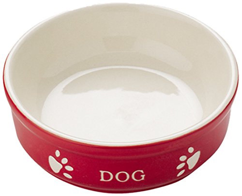 Nobby Hunde Keramiknapf Dog, rot/beige 12 X 12 X 3,7 cm, 1 Stück