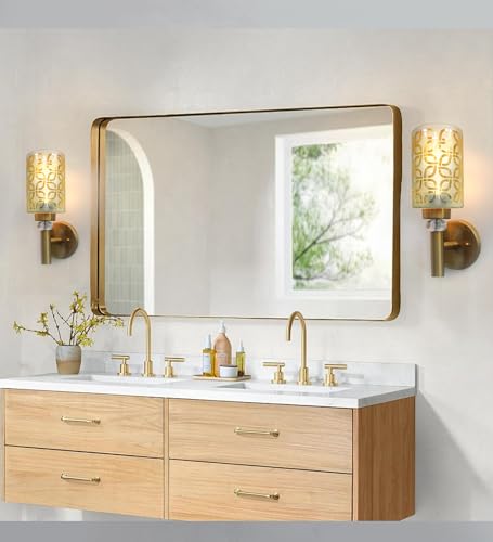 Image of WHITERAY Modern Golden Wall Lamp Frosted Glass Shade Stylish Metal Body with Crystal Accent Decorative Indoor Sconce Lighting Wall Light Fixture for Living Room, Staircase & Home Decor (Without Bulb)