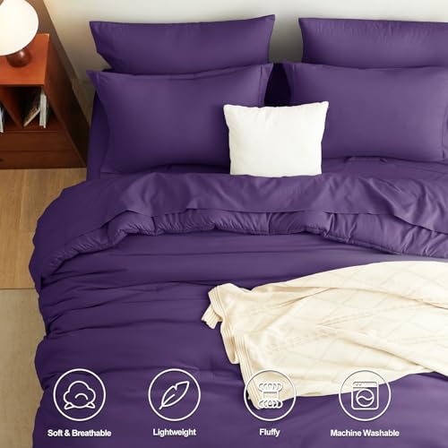 CozyLux Full Size Comforter Set Purple, 7 Pieces Bed in a Bag Full Comforter Set with Sheets, Soft Bedding Set with Down Alternative Comforter, Fitted Sheets, Flat Sheets, Pillow Shams and Pillowcases