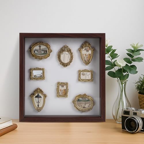 Vitrine compacte pour ranger souvenirs avec mini cadres photo en résine - 8