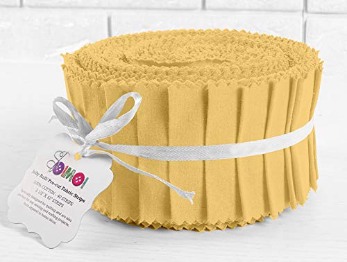Soimoi 40Pcs Solid Goldenrod Precut Fabrics Strips Roll Up 2.5 Inches Cotton Jelly Rolls for Quilting — image 1
