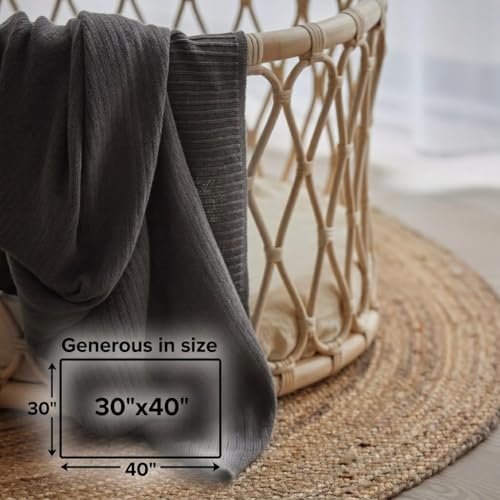 Image of 100% Organic Cotton Knit Receiving Baby Blanket for Newborns - Soft, Breathable Blanket for Crib & Stroller - Nursery Gift (Cloud Grey)