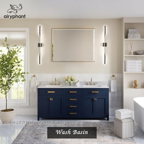 AIRYPHANT 48” Long Bathroom Vanity Light, Hardwired Black Wall Mount Lighting LED Wall Lamp Wall Light Fixture for Living Room Bedroom Entrance Foyer by AIRYPHANT - Used condition - Image 3