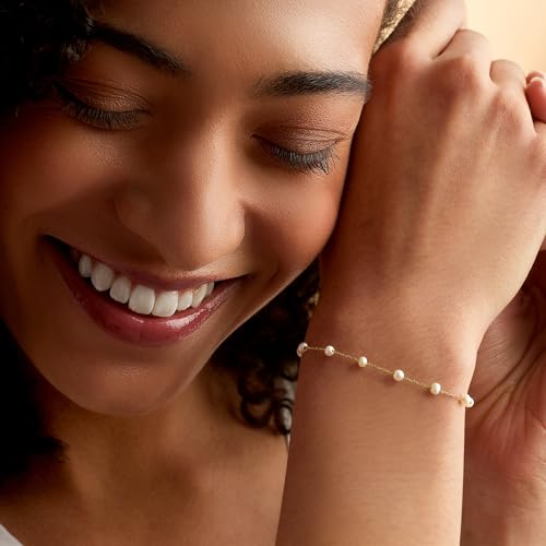 Pure Collection by Ross-Simons 3-3.5mm Cultured Pearl Station Bracelet in 14kt Yellow Gold4