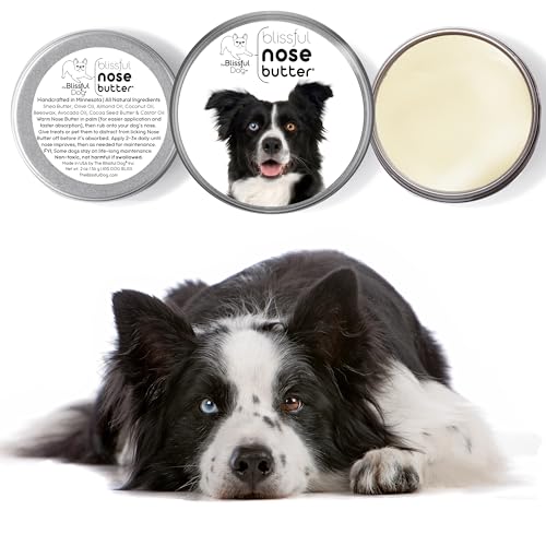 Image of The Blissful Dog Border Collie Nose Butter for Dry, Cracked Skin, Lick-Safe Dog Nose Balm with Moisturizing Shea Butter, Almond, Olive, and Essential Oils, Pet Supplies, Uncented, 1 oz.