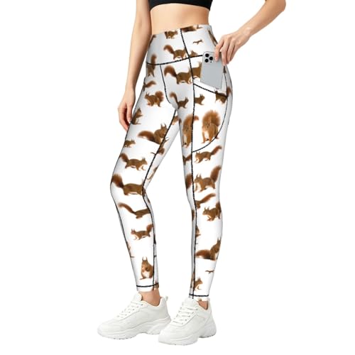 Pantalones de yoga para mujer con estampado de ardilla, mallas funcionales para tu día activo