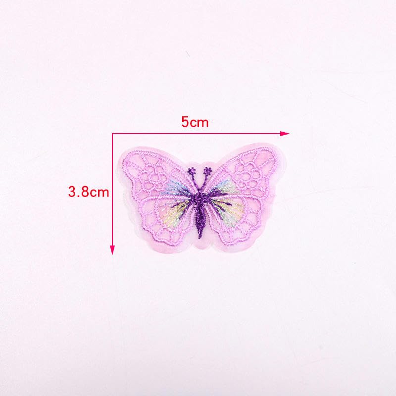 Parches de Bordado Parches Bordados pequeños de 5 x 3,8 cm, 50 Unidades, for Planchar, con diseño Mariposas, for Ropa, Gran tamaño, for Coser en Vaqueros y Chaquetas(Beige)
