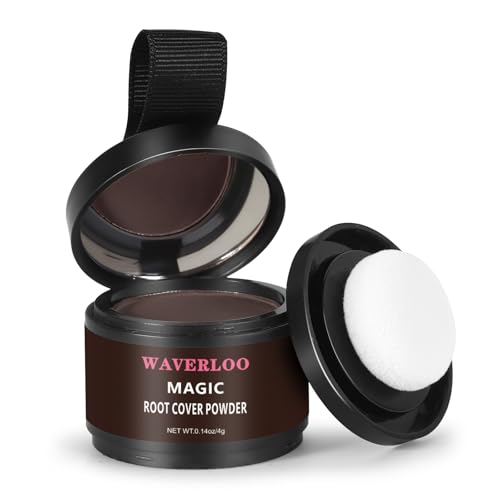 Waverloo Magic Root Cover Up Instantly Conceals High Forehead & Hair Loss - Sweat & Waterproof Root Touch Up Hair Powder for Women & Men (Dark Brown 4g)