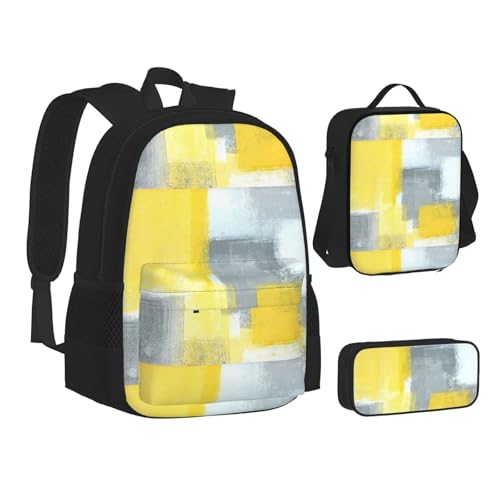 Ensemble sac à dos de cours abstrait gris pour lycéens et étudiants actifs