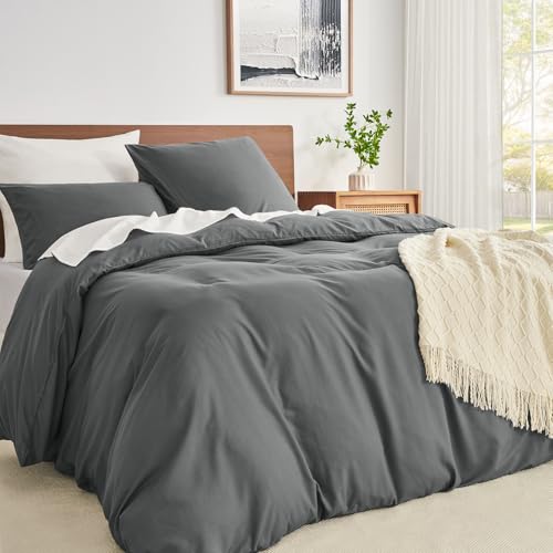 WohlNest Bettwäsche 220x240 Grau,220x240 Bettwäsche Set 1 Bettbezug 220x240 + 2 Kissenbezüge 80x80 cm… – Ansicht 2