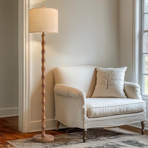 BOBOMOMO 62" Rustic Floor Lamp for Living Room, Retro Farmhouse F...