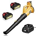 Takuoo Cordless Leaf Blower, 450CFM 150MPH 21V Electric Leaf Blower with 2 x 4.0Ah Battery and Charger, 6 Speed Portable Lightweight Small Blower for Lawn Care Sweeping Snow, Yard, Garden, Patio