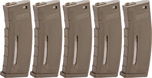 Evike Airsoft - BAMF 30rd Polymer MilSim Mag for M4-Style Series Airsoft AEGs (Color: Tan/Pack of 5)