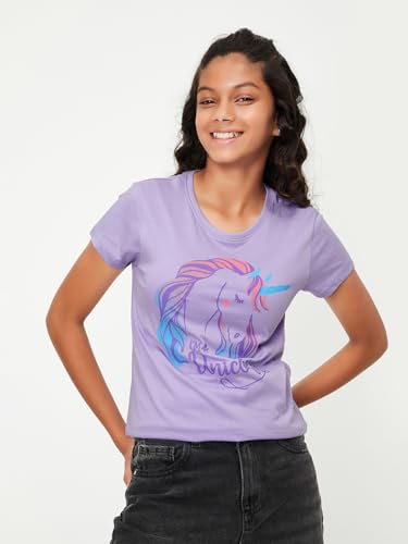 Image of Max Girl's Cotton Regular Fit Graphic Printed T-Shirt - Pack of 3