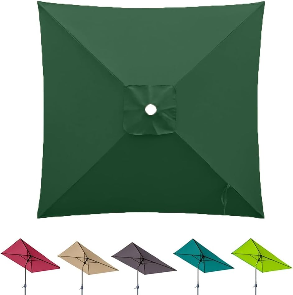 6.5ft Square Patio Umbrella Canopy 4 Ribs Yard Table Parasol Replacement Fabric, Anti-UV Canvas Garden Beach Parasol Top Replacement Cloth