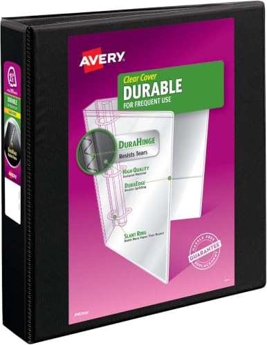 Image of Avery(R) Durable View 3 Ring Binder, 1-1 /2 Inch EZD Rings, 1 Black Binder (09400) (Pack of 12)