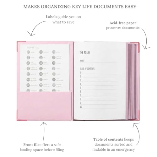 Image of Savor | 2025 Edition The Folio� Document Organizer | Custom Dyed Cloth-Bound Expanding File for Important Papers, Passports, Birth Certificates & More | Ideal for Home Organization & Graduation Gift