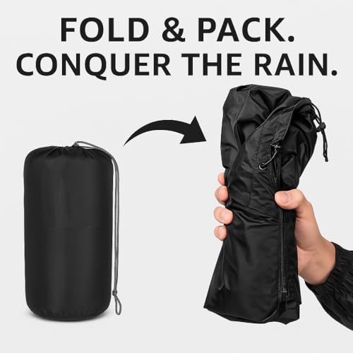 Image of TLN Waterproof Raincoat for Men | Lightweight & Durable Rain Jacket with Hood | Windproof & Breathable | Travel-Friendly, Bike & Motorcycle Use | Full-Length