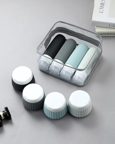 Image of Mrsdry Travel Bottles 8 Pack, TSA Approved 3 oz Toiletries Containers, Leak Proof Silicone Squeezable Essentials Jars with Clear Bag