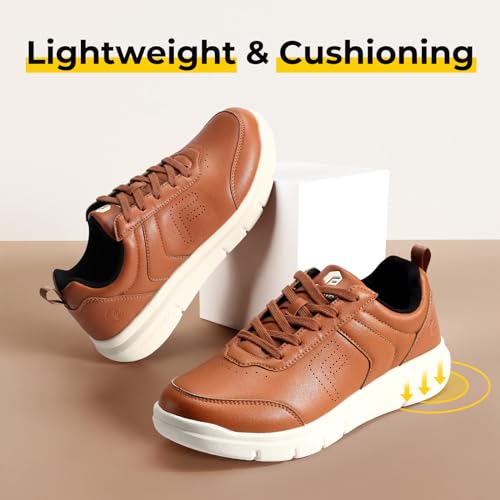 FitVille Extra Weit Freizeitschuhe Herren Superweiches Leder Sneaker Athletic Formal Classic Turnschuhe Business Lässige Sportschuhe Umweltfreundlich Atmungsaktiv Walkingschuhe – Bild 5