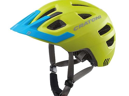 Cratoni Kinderhelm Maxster Pro Fahrradhelm Kinderhelm Jugendhelm mit Rücklicht, Lime Blue, S/M