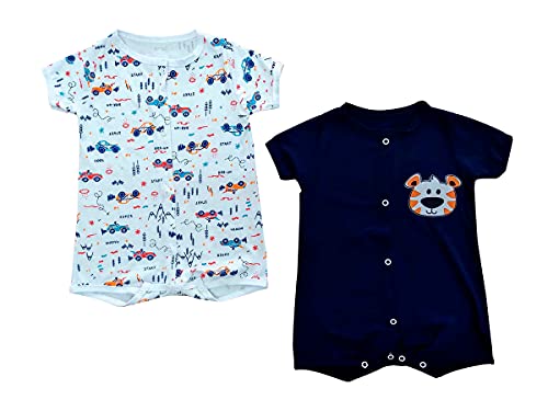 Macacão Verão Kit 2 Pçs 100% Algodão Roupinha De Bebê Menino Tamanho:M