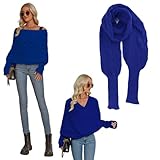 Katutude Women Knitted Cable Wrap Shrug Scarf with Sleeves 2024 Trendy Autumn Winter Scarf Wrap Fashion Sweater Scarf with Sleeves