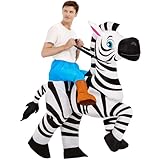 KOOY Inflatable Zebra Costume Adult Zebra Blow up Costumes Ride On costume For Men Women Funny Halloween Costume Party Adult