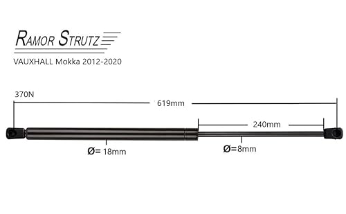 Ramor Strutz 2x Gasfeder Dämpfer Heckklappe Kompatibel mit Opel Mokka 2012-2020. Gasdruckfeder Heckklappendämpfer Ersatz für 95095594 und Andere.