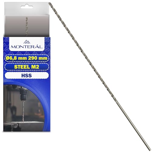 HSS Metallbohrer Lang Ø 6,8mm 290mm aus Gehärteter Legierter Stahl M2 - HSS Bohrer Profi Kann Verwendet Werden für Eisen Stahl Edelstahl Nichteisenmetalle - MONTERAL