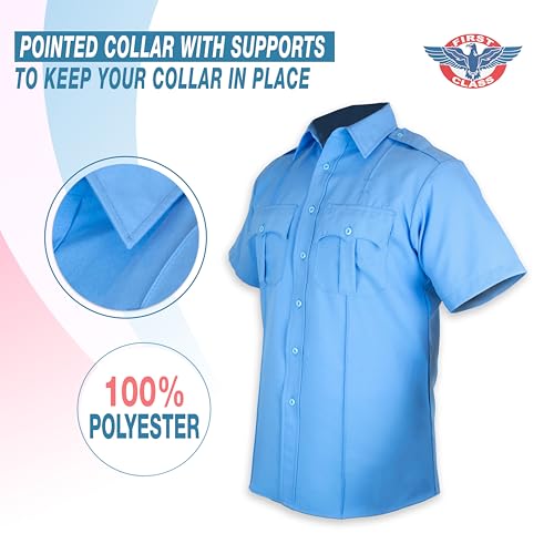 First Class 100% Polyester Short Sleeve Men's Uniform Shirt White