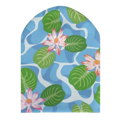 Lotus Flower Pattern Kids Beanie Hat for for Girls Boys Children Cap Winter Knitted Chemo Cancer Headwear Accessories Gifts Decoration Black3