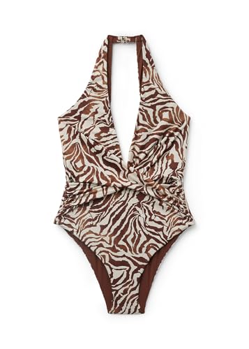 Woman's One Piece Swimsuit Brown Zebra
