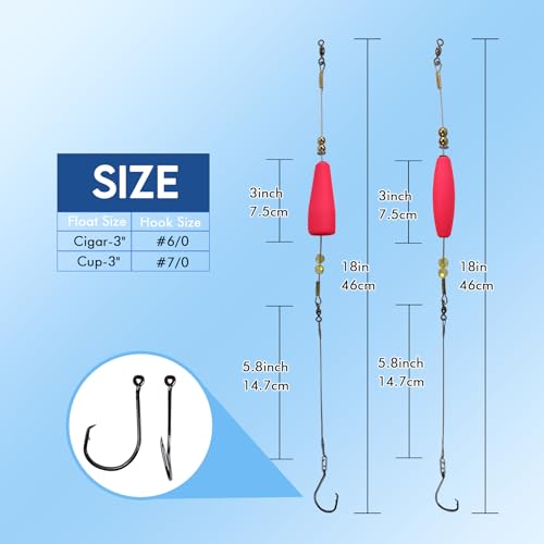 Popping Cork Float Rattle Rig, Catfish Float Rigs with Circle Hooks Fishing Bobbers Popping Corks 4PCS