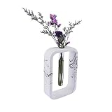 Zhooshz Flower Bud Tube vase | Made from Concrete Cement | Handmade Ink Effect Design and Smooth Pol