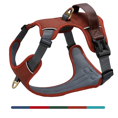 AKAILEA No Pull Dog Harness Medium Sized Dog,Stylish PU Leather Vest with Easy Control Handle,No...