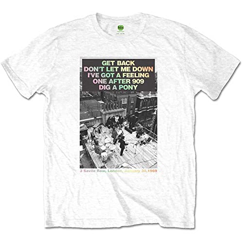 The Beatles Rooftop Songs Gradient White Officiel T-Shirt Hommes Unisexe (X-Large) - Les Beatles, Paul McCartney, John Lennon, RIngo Starr, George Harrison The Beatles Rooftop Songs Gradient White Officiel T-Shirt Hommes Unisexe (X-Large)