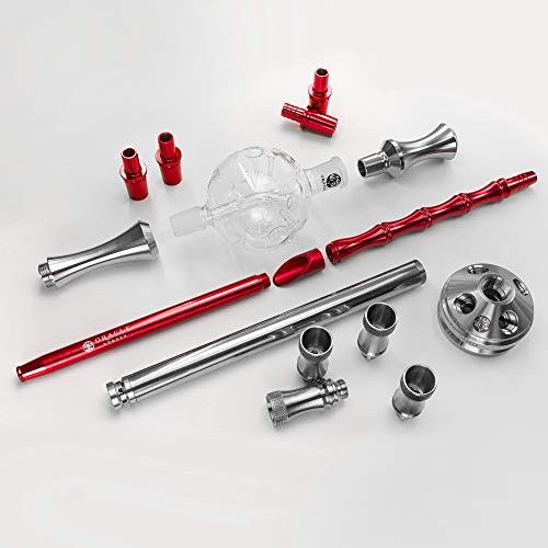 ORACLE HOOKAH® Edelstahl Shisha Set 4 Anschlüsse - mit Shisha Zubehör Kopf Schlauch Mundstück und Molassefänger (shisha… – Bild 4