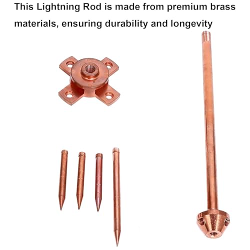 Pararrayos de cobre resistente con punta de 3 pinchos para protección del techo del hogar, sistema de conexión a tierra duradero para bungalows y estructuras de estaño