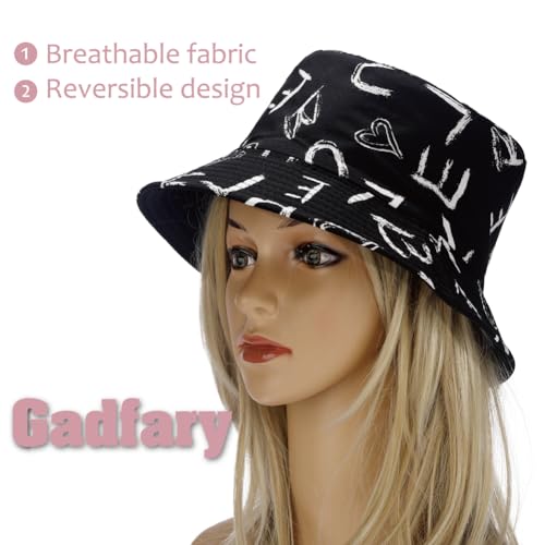 Image of Reversible Bucket Hat for Women Summer Travel Fisherman Cap, Girls Cute Double Side Wear Bucket Cap