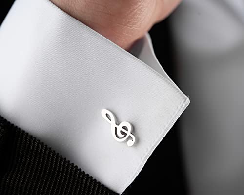 Mancuernillas de plata 925 con nota musical para hombre miniatura 3