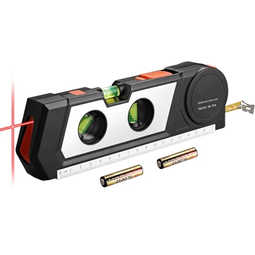 Neoteck Livella Laser 4 in 1 con 3m/9.8ft Metro Nastro+Livella+17cm Regolo Livella Laser Multiuso con Doppia Testa Laser...